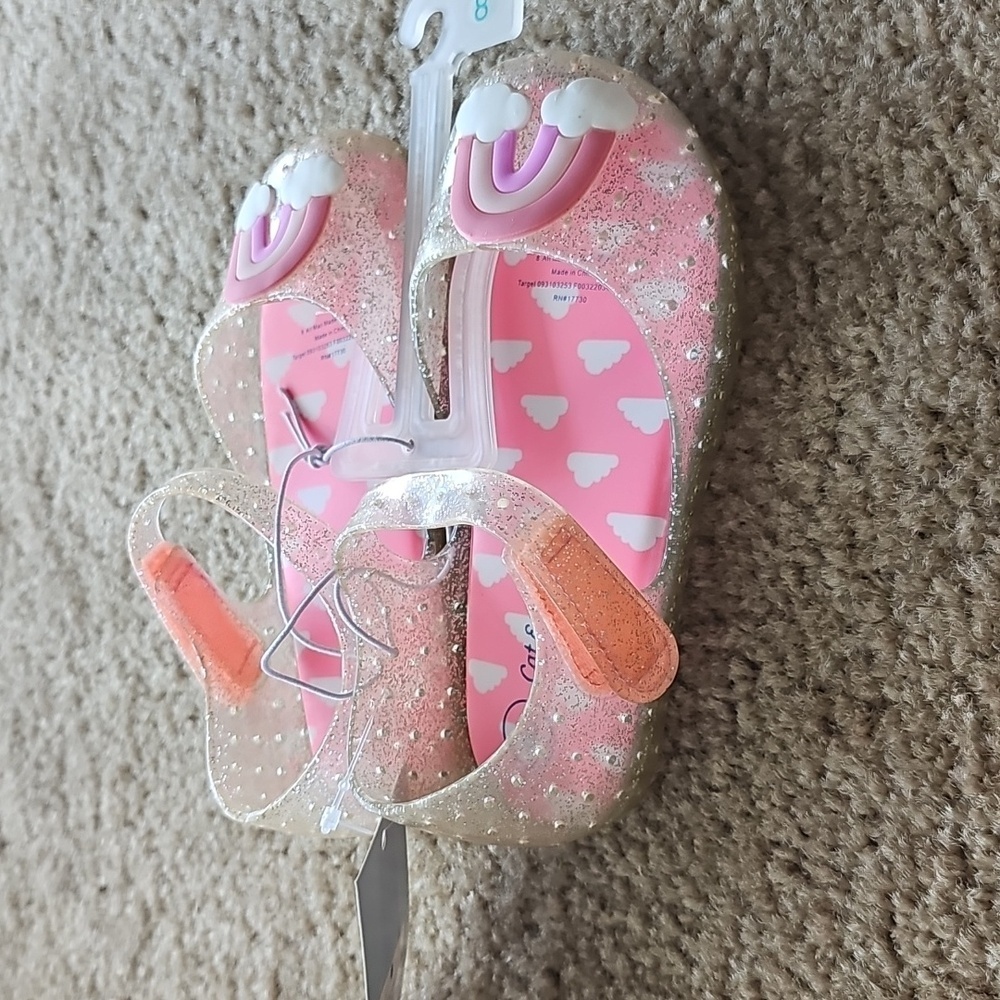 Toddler Girls' Hydee Rainbow Print Glitter Jelly Sandals - Size 8